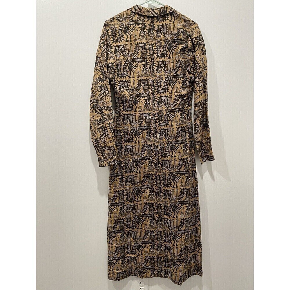 PERUVIAN CONNECTION Tribal Button Front Pima Cotton Maxi Dress sz 8 - Picture 3 of 10
